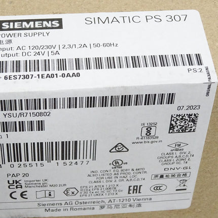 Siemens PS307 6ES7307-1EA01-0AA0 6ES7 307-1EA01-0AA0 / Neu OVP versiegelt - Maranos.de