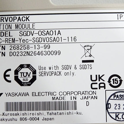 Yaskawa Servopack Option Module SGDV-0SA01A SGD7S-2R8AA0A / Neuwertig - Maranos.de