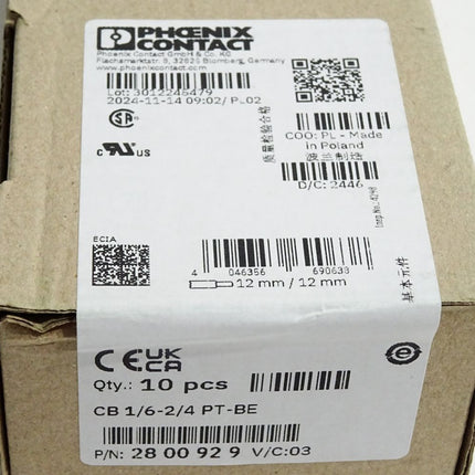Phoenix Contact 2800929 Inhalt:10 Basiselement CB 1/6-2/4 PT-BE Neu versiegelt - Maranos.de