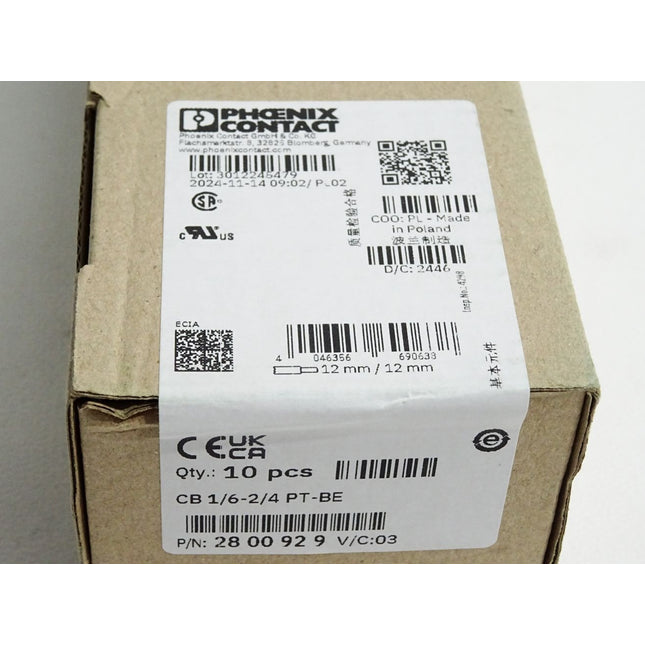 Phoenix Contact 2800929 Inhalt:10 Basiselement CB 1/6-2/4 PT-BE Neu versiegelt - Maranos.de