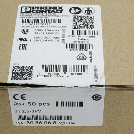 Phoenix Contact 3036068 Inhalt:50 Mehrstockklemme ST 2,5-3PV Neu OVP - Maranos.de