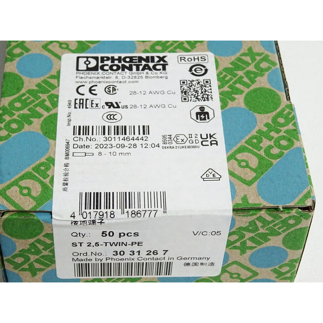 Phoenix Contact 3031267 Inhalt:50 Reihenklemme ST 2,5-TWIN-PE Neu OVP versiegelt - Maranos.de