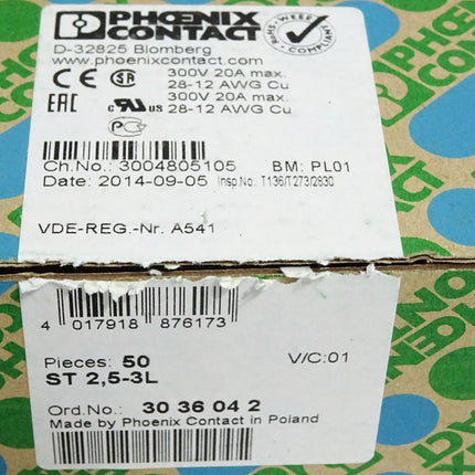 Phoenix Contact 3036042 Inhalt:50 Mehrstockklemme ST 2,5-3L Neu - Maranos.de