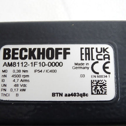 Beckhoff Servomotor AM8112-1F10-0000 4500 rpm/ Neu - Maranos.de