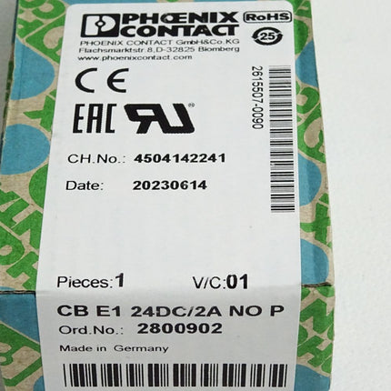 Phoenix Contact 2800902 CB E1 24DC/2A NO Geräteschutzschalter Neu OVP versiegelt - Maranos.de