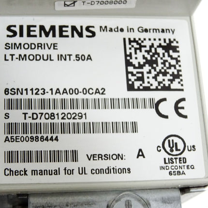 Siemens Simodrive LT-Modul INT.50A 6SN1123-1AA00-0CA2 Version A