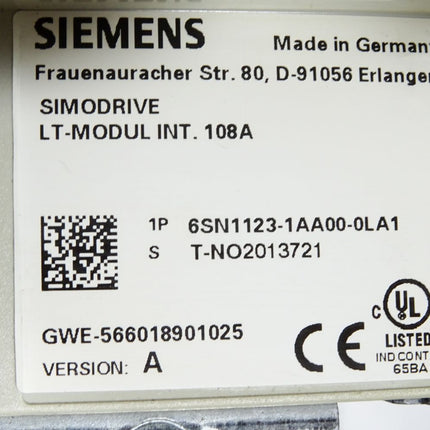 Siemens Simodrive LT-Modul INT.108A 6SN1123-1AA00-0LA1 Version A