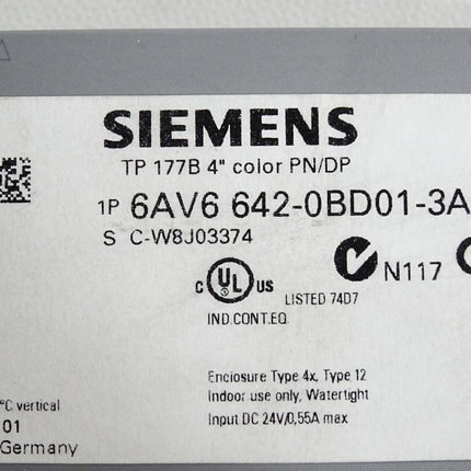 Siemens Panel TP177B 4" color PN/DP 6AV6642-0BD01-3AX0 6AV6 642-0BD01-3AX0 - Maranos.de