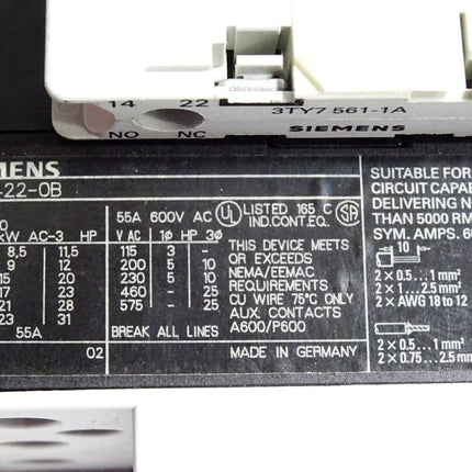 Siemens 3TF4422-0B Leistungsschütz - Maranos.de