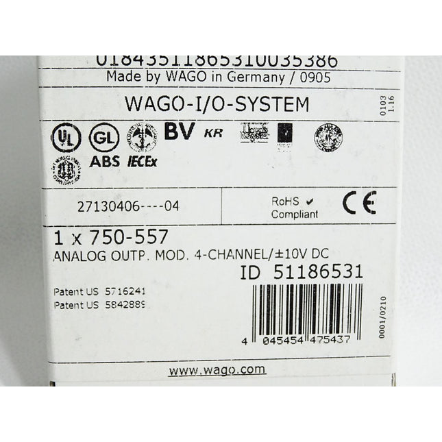 Wago 750-557 4-Kanal-Analogausgang / Neu OVP versiegelt - Maranos.de
