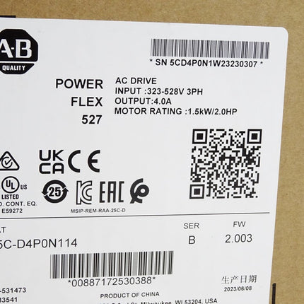 Allen Bradley Power Flex 527 25C-D4P0N114 1.5kW / Neu OVP versiegelt - Maranos.de