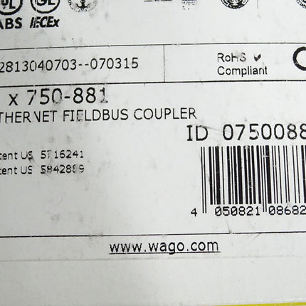 Wago 750-881 Ethernet Controller / Neu OVP - Maranos.de