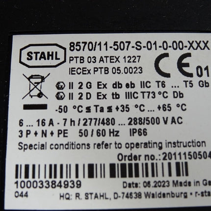 Stahl 8570/11-507-S-01-0-00-XXX Wandsteckdose 273899 16A / Neu OVP - Maranos.de