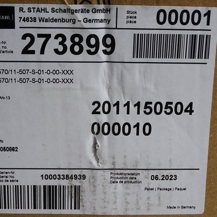 Stahl 8570/11-507-S-01-0-00-XXX Wandsteckdose 273899 16A / Neu OVP - Maranos.de