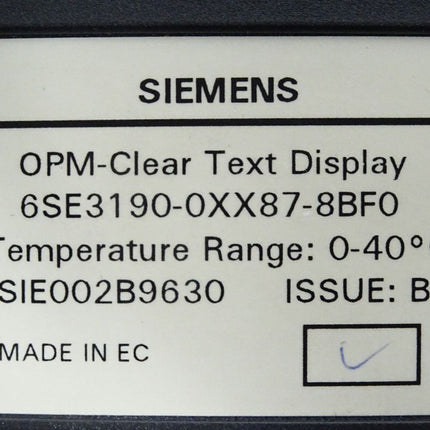 Siemens Panel OPM-Clear Text Display 6SE3190-0XX87-8BF0