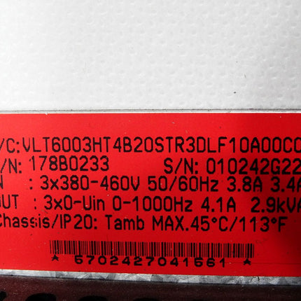 Danfoss Frequenzumrichter VLT6000 HVAC 178B0233 VLT6003HT4B20STR3DLF10A00C0
