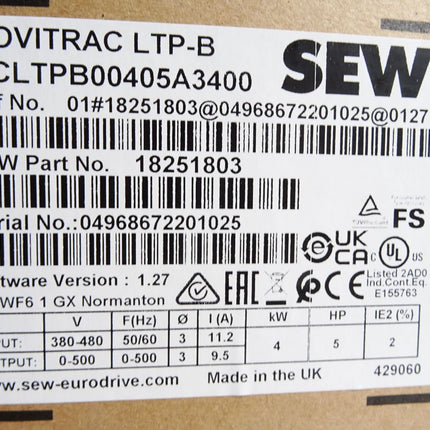 SEW Eurodrive Movitrac LTP-B MC-LTP-B0040-5A3-4-00 18251803 4kW / Neu OVP - Maranos.de