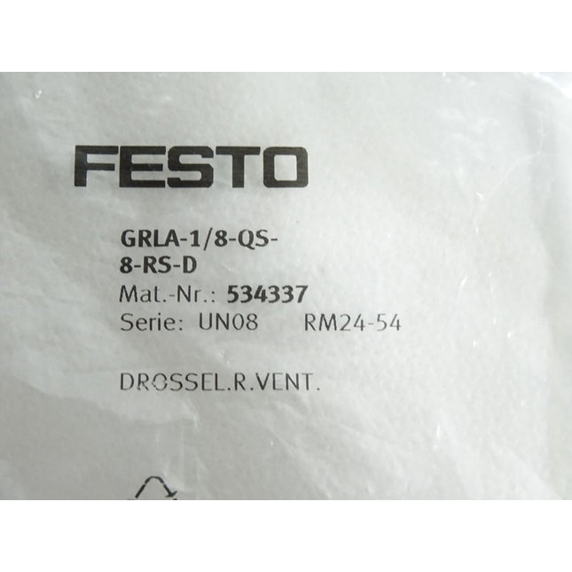 Festo 534337 Drossel-Rückschlagventil GRLA-1/8-QS-8-RS-D / Neu OVP - Maranos.de