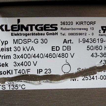 Kleintges MDSP-G 30 I-943619-03 Spartransformator 3x400/440/460/480 auf 3x400V - Maranos.de