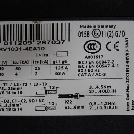 Siemens Leistungsschalter 3RV1031-4EA10