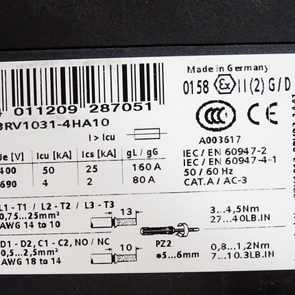 Siemens Leistungsschalter 3RV1031-4HA10