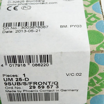 Phoenix Contact 2959573  UM25-D9SUB/S/FRONT/Q Übergabemodul / Neu OVP versiegelt - Maranos.de
