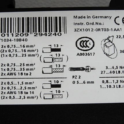 Siemens Leistungsschütz 3RT1034-1BB40