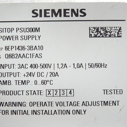 Siemens Sitop Power Supply PSU300M 6EP1436-3BA10