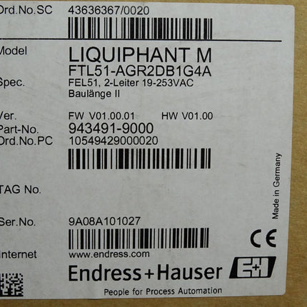 Endress+Hauser Liquiphant FTL51-AGR2DB1G4A 943491-9000 Grenzstanddetektion Neu - Maranos.de