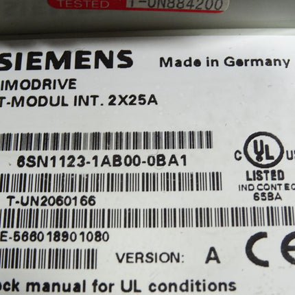 Siemens Simodrive LT-Modul INT. 2X25A 6SN1123-1AB00-0BA1 Version A