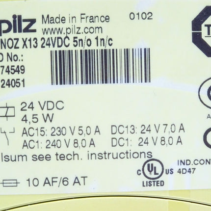 Pilz Sicherheitsschaltgerät 774549 PNOZ X13 24VDC 5n/o 1n/c