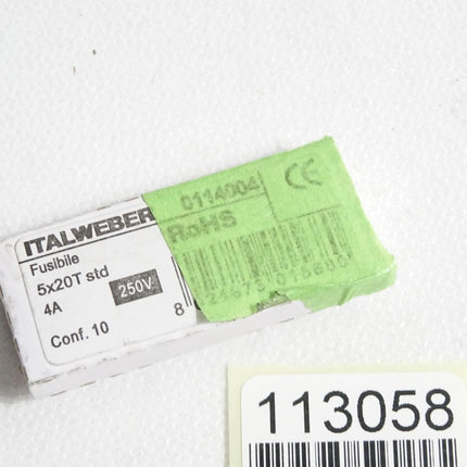 Italweber 0114004 Sicherung 5x20T std 4A 250V / Inhalt:10 Stück / Neu OVP - Maranos.de