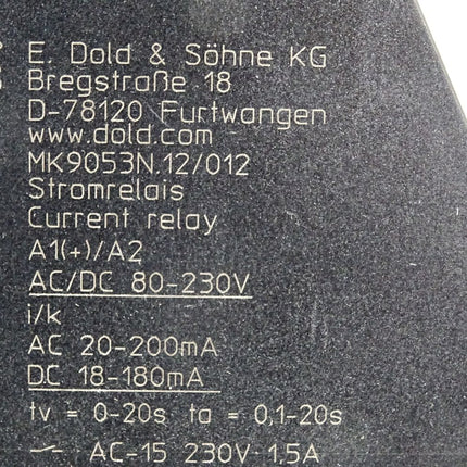 E.Dold & Söhne MK9053N.12/012 Stromrelais 0-20s - Maranos.de