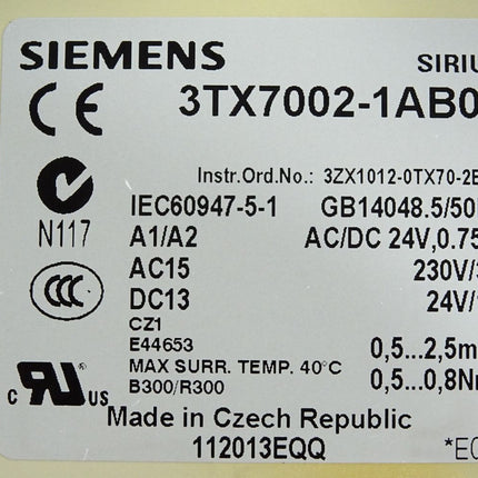 Siemens Sirius Relaiskoppler 3TX7002-1AB02