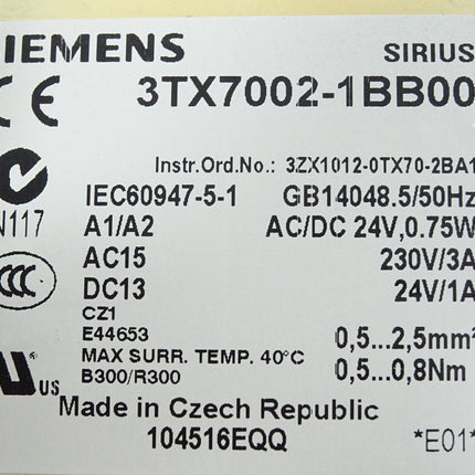 Siemens Sirius Relaiskoppler 3TX7002-1BB00