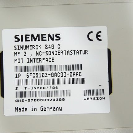 Siemens Sinumerik 840C MF2 NC-Sondertastatur 6FC5103-0AC03-0AA0 / Unbenutzt