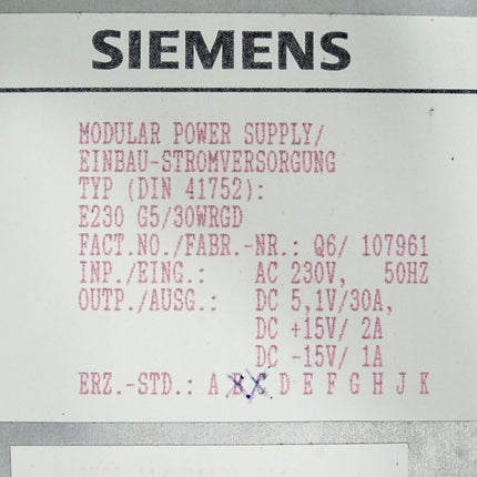 Siemens Modular Power Supply 6FC5114-0AA01-0AA0