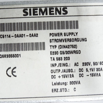 Siemens Power Supply 6FC5114-0AA01-0AA2