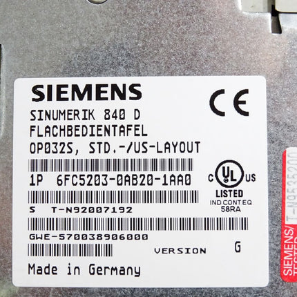 Siemens Sinumerik 840D Flachbedientafel 6FC5203-0AB20-1AA0 Converter 77-964-2300