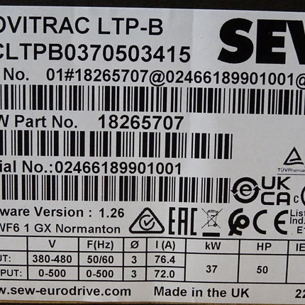 SEW Eurodrive Movitrac LTP-B MCLTPB0370503415 18265707 37kW / Neuwertig - Maranos.de