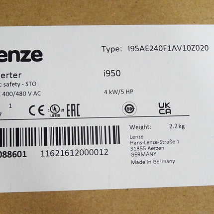 Lenze Inverter i950 4kW I95AE240F1AV10Z020 16088601 / Neu OVP versiegelt
