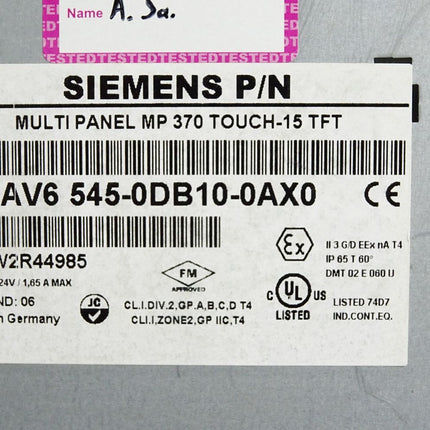 Siemens Multi Panel MP370 6AV6545-0DB10-0AX0 6AV6 545-0DB10-0AX0 Erneuert - Maranos.de