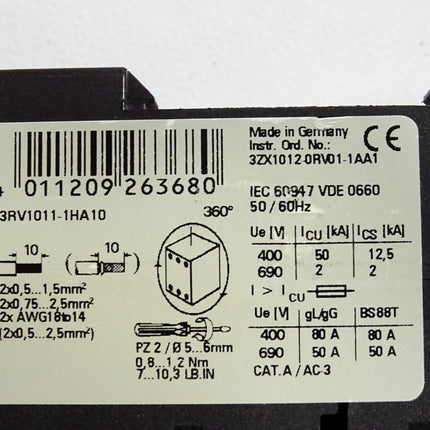 Siemens Leistungsschalter 3RV1011-1HA10