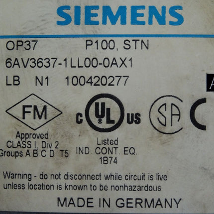 Siemens Panel OP37 6AV3637-1LL00-0AX1 6AV3637-1LL00-0AX1 - Maranos.de