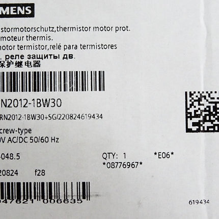 Siemens Thermistormotorschutz 3RN2012-1BW30 / Neu OVP