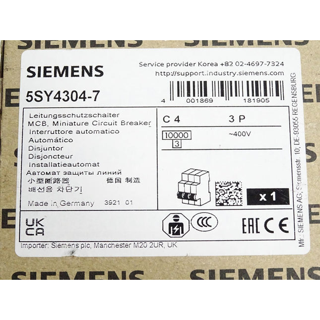 Siemens Leitungsschutzschalter 5SY4304-7 / Neu OVP - Maranos.de