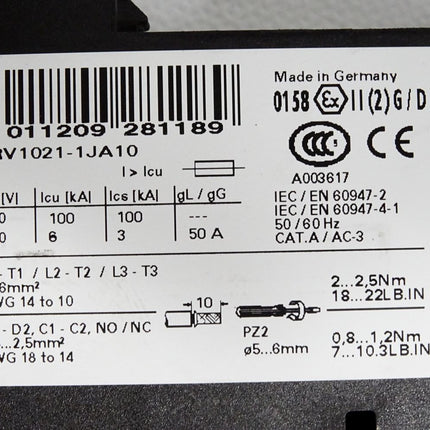 Siemens Leistungsschalter 3RV1021-1JA10