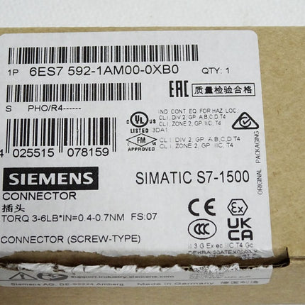 Siemens S7-1500 6ES7592-1AM00-0XB0 6ES7 592-1AM00-0XB0 / Neu OVP - Maranos.de