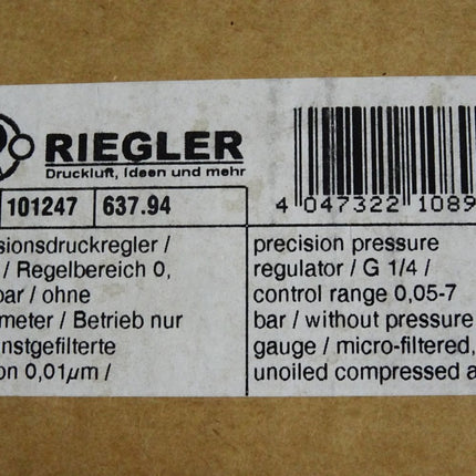 Riegler Präzisionsdruckregler FDR.02 B7 S / Neu OVP