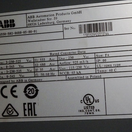 ABB DC-Konverter DCS550-S02-0680-05-00-01 525V 680A - Maranos.de